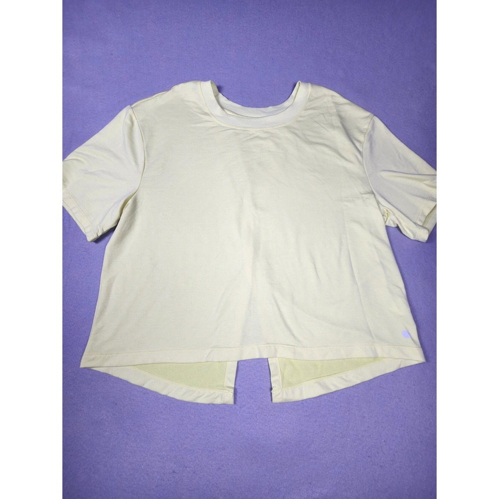 Apana Women Pale Yellow Split Back Crop Activewear Top Large